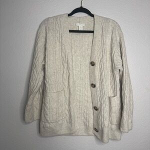 H&M Cream Cable Knit Cardigan Sweater Size S Cozy Button Front